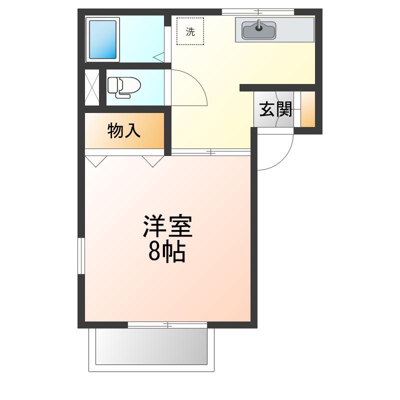 ファーストステップ(1DK/1階)の間取り写真