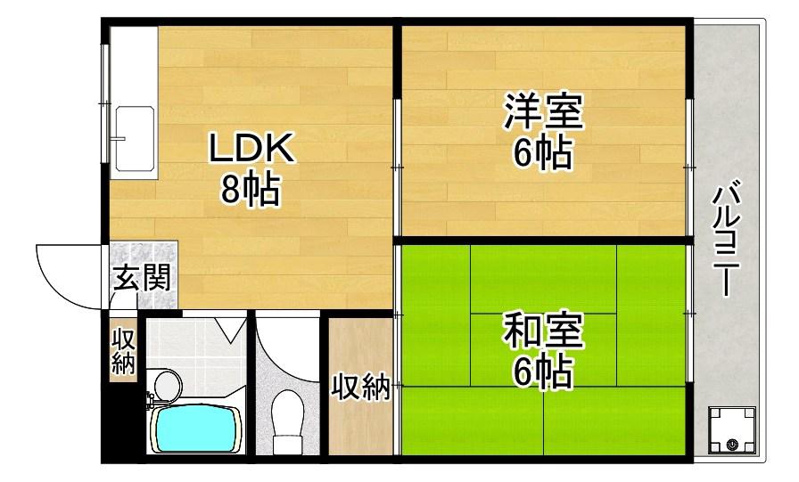 ミハマハイツ(2LDK/2階)の間取り写真