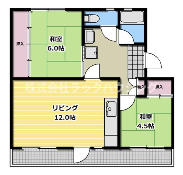 山田池団地12号棟(2LDK/4階)の間取り写真