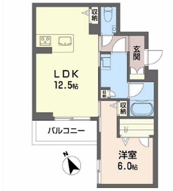 エリーズコート 宇宿(1LDK/3階)の間取り写真