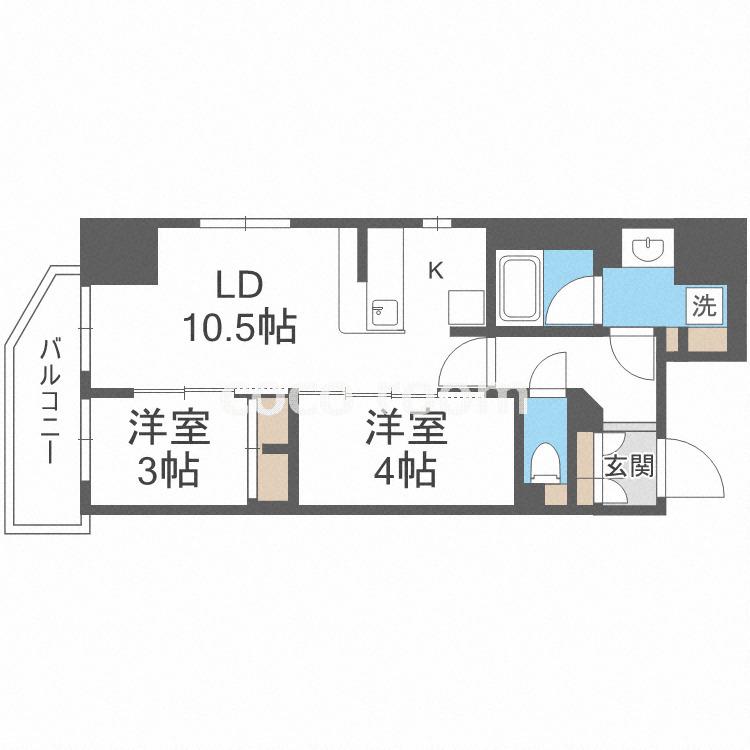 アーバネックス西本町(2LDK/13階)の間取り写真