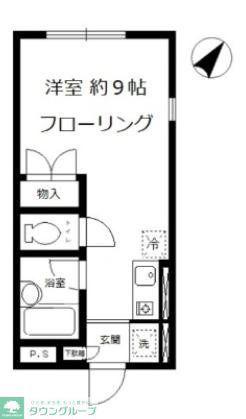 グリーンハイツM(ワンルーム/2階)の間取り写真