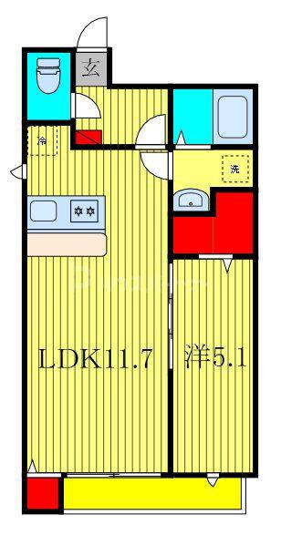 YUU黒砂(1LDK/3階)の間取り写真
