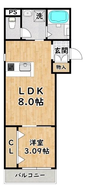 MONOTONE御幣島駅前(1LDK/3階)の間取り写真