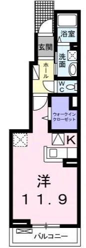 プラシード(ワンルーム/1階)の間取り写真