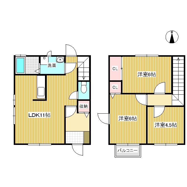 上田電鉄別所線 大学前駅(長野) 徒歩14分 2階建 築24年(3LDK/1階)の間取り写真