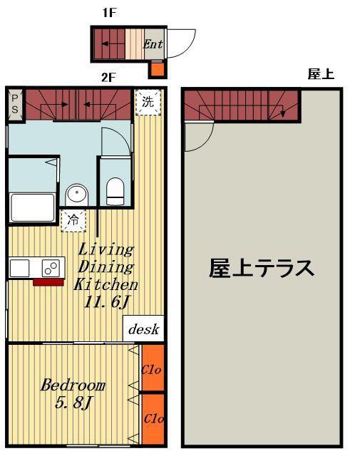 THE TERRACE 大和田(1LDK/2階)の間取り写真