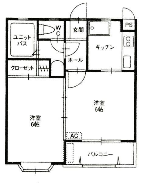 プルミエール西高師(2K/2階)の間取り写真