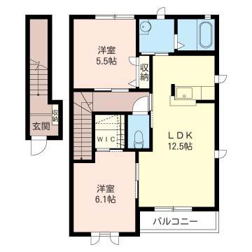 アクアコートA(2LDK/2階)の間取り写真
