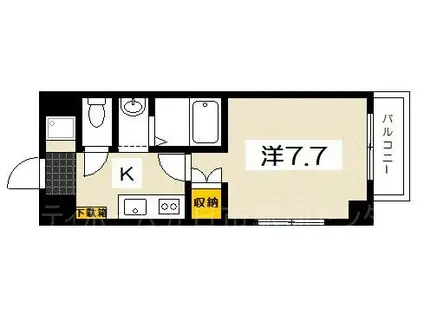 リバーサイド夢園(1K/1階)の間取り写真