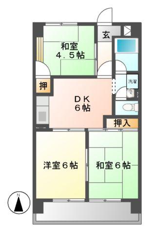 サンマンション(3DK/7階)の間取り写真