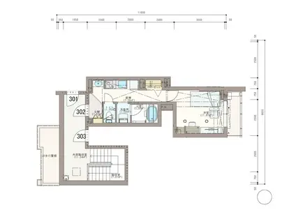 アウローラ(1K/3階)の間取り写真