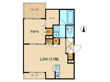 CELESTIAL小竹町(1SLDK/2階)の間取り写真