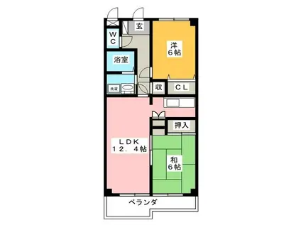 MSコーポ(2LDK/2階)の間取り写真