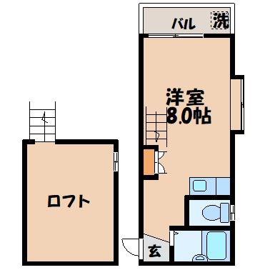 ロフティ本原(ワンルーム/2階)の間取り写真
