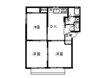サンヒルズ B棟(3DK/1階)の間取り写真