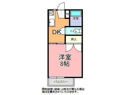 サニーヒルズ B棟(1DK/1階)の間取り写真