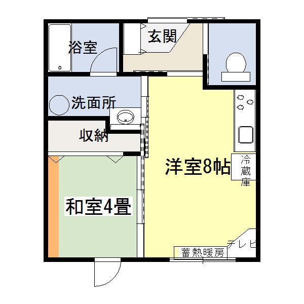 ふれあいマンション花園(1DK/1階)の間取り写真