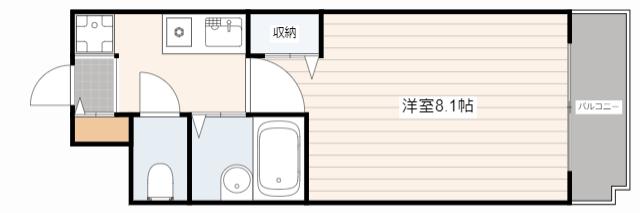 双葉ヒルズ堺町(1K/5階)の間取り写真