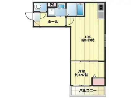 AIMER 花畑南(1LDK/1階)の間取り写真