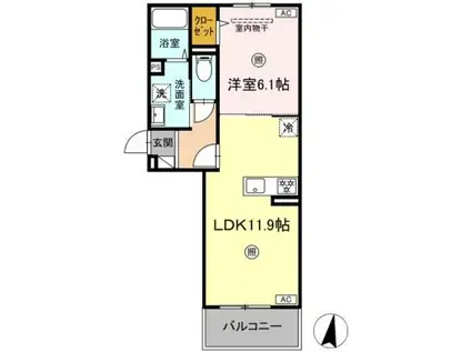 PREMILIFE賀来北(1LDK/2階)の間取り写真