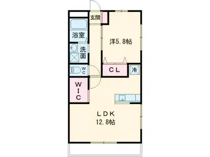 ベルヴェールI(1LDK/1階)の間取り写真