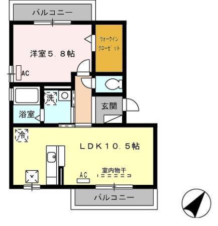 CASA BIANCO(1LDK/1階)の間取り写真