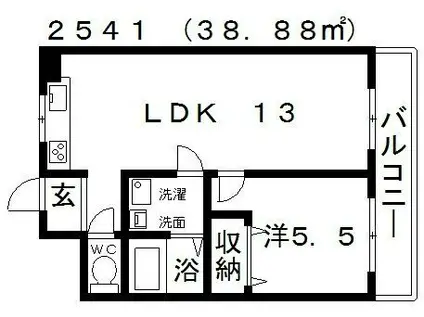 新栄プロパティー羽曳が丘(1LDK/4階)の間取り写真