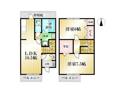 オーキッドコートA(2LDK/1階)の間取り写真