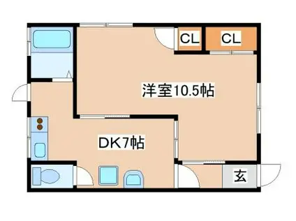 西山町V・V EST館(1DK/1階)の間取り写真