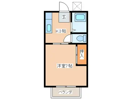 ハイツ萩原(1K/2階)の間取り写真