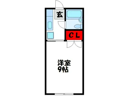 キャンパス赤間B(1K/2階)の間取り写真