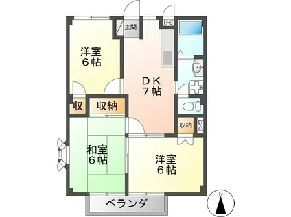 若竹ハイツ(3DK/2階)の間取り写真