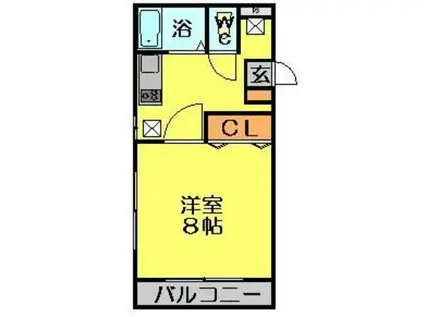 ハイムロングピーク(1K/1階)の間取り写真