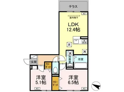 エクセランT.T(2LDK/2階)の間取り写真