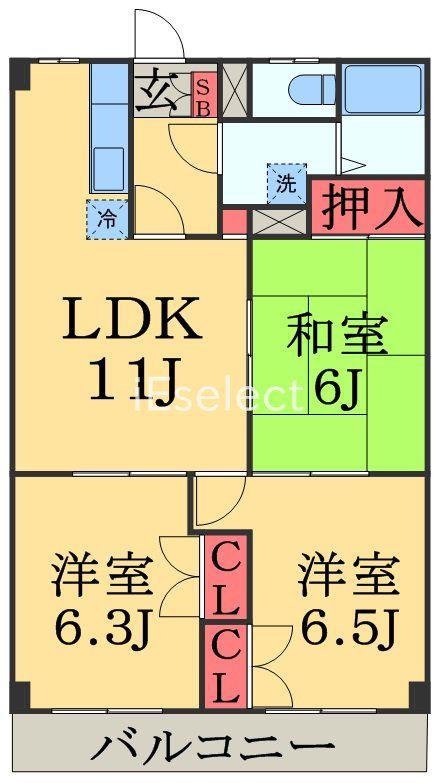 山善ビル(3LDK/3階)の間取り写真