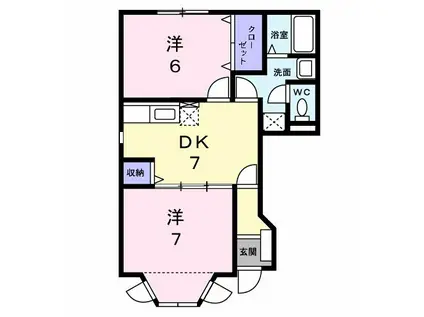 ドリームパレス(2DK/1階)の間取り写真