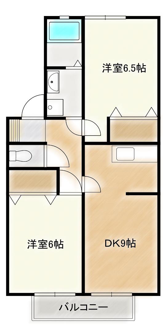 リヴェール新倉敷A棟(2DK/2階)の間取り写真