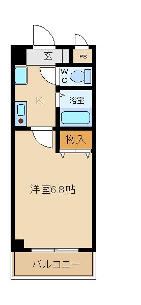西山本ハイツ(1K/3階)の間取り写真