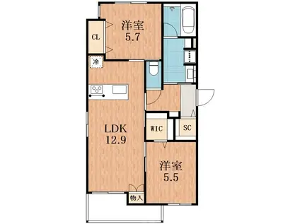大阪市浪速区難波中3丁目ヘーベルメゾン(2LDK/3階)の間取り写真