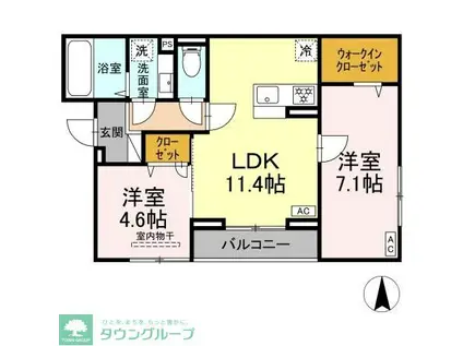 WITH GRACE HEAVEN(2LDK/2階)の間取り写真