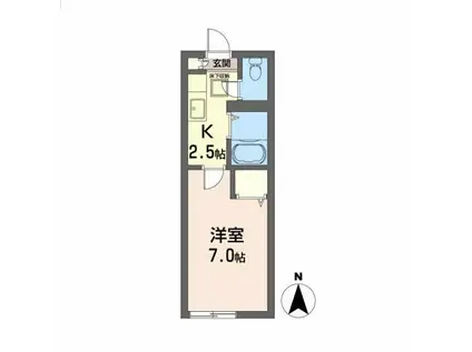 ヴェルデュール(1K/1階)の間取り写真