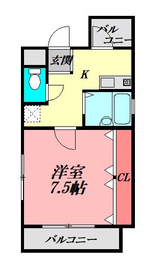 コラウーペ八島(1K/3階)の間取り写真