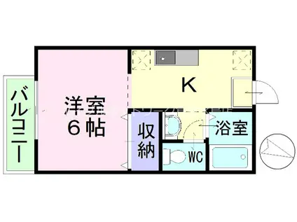 DNパレス B棟(1K/2階)の間取り写真