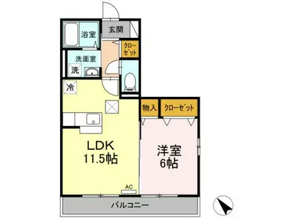 ハーズリッチ北高見(1LDK/1階)の間取り写真