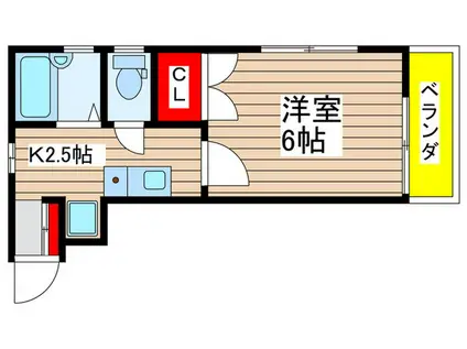 ブライトウインドーハイツ(1K/2階)の間取り写真