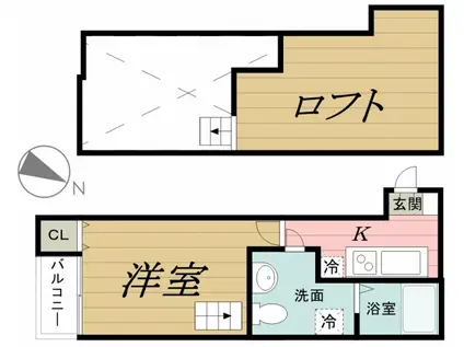 ラポーラ末広町(ワンルーム/1階)の間取り写真