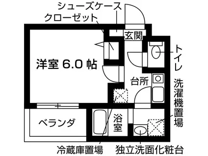 ネクスフィーダ北白川(1K/2階)の間取り写真