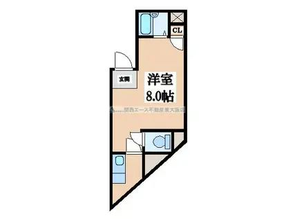 小阪本町ロイヤルハイツ(ワンルーム/1階)の間取り写真