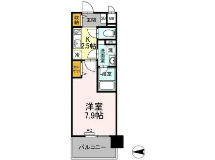 都営三田線 西台駅 徒歩9分 7階建 築6年(1K/1階)の間取り写真